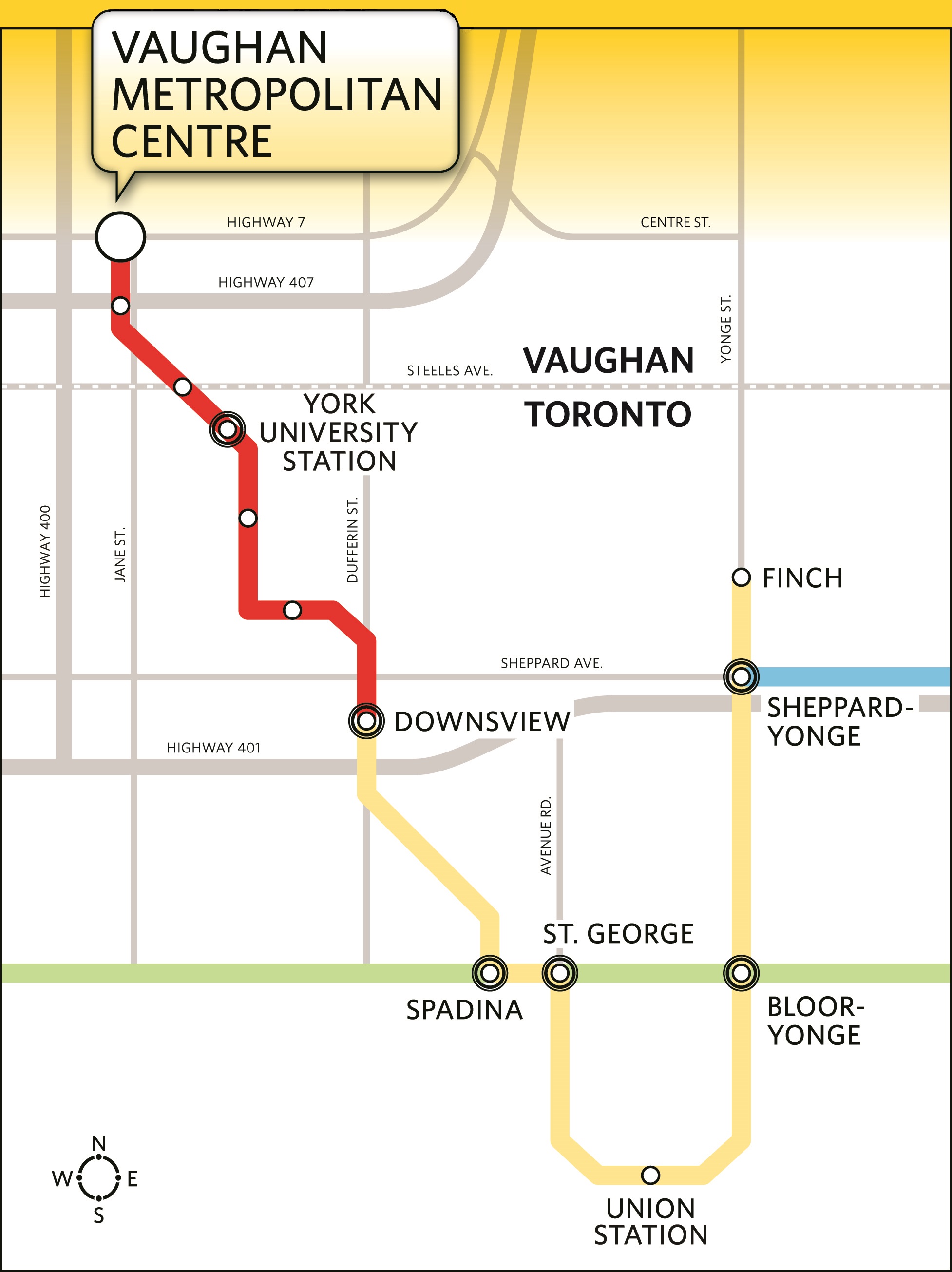 2017 Subway Map showing Vaughan extension