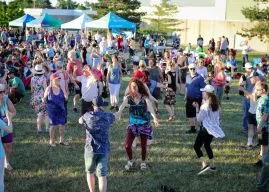 Concert attendees dancing