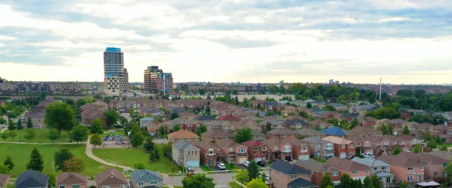 A landscape view of homes.