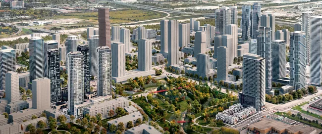 A conceptual rendering of the Vaughan Metropolitan Centre area.