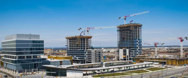 A view of condos in the VMC area being built.