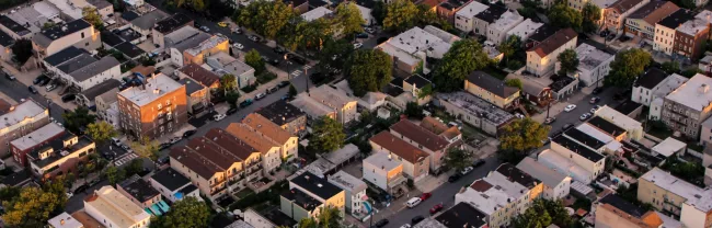 Fly over image of the residential buildings