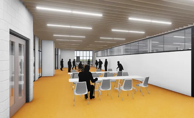 Conceptual rendering of new recreation activity spaces at Maple Community Centre.