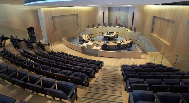 Empty Council chamber