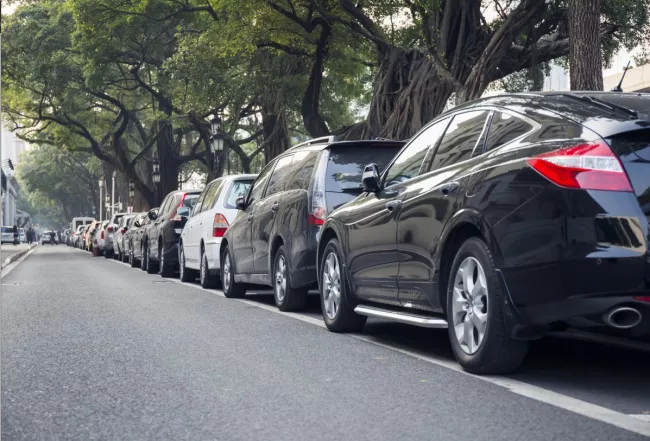 Cars parked on street