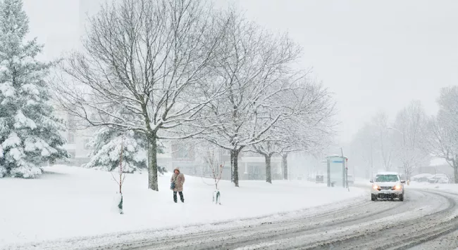 Street filled with snow