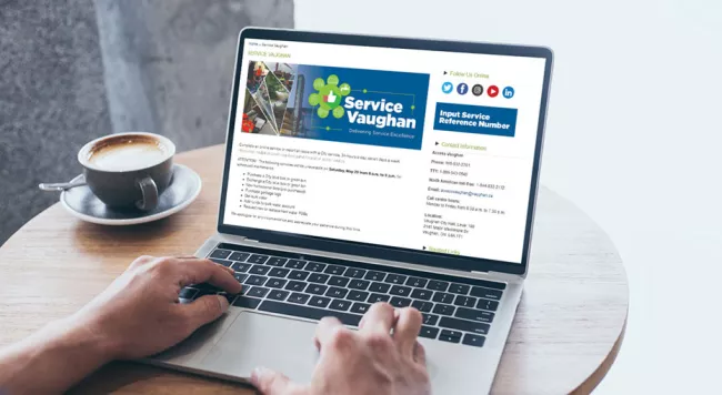 Laptop with Service Vaughan webpage