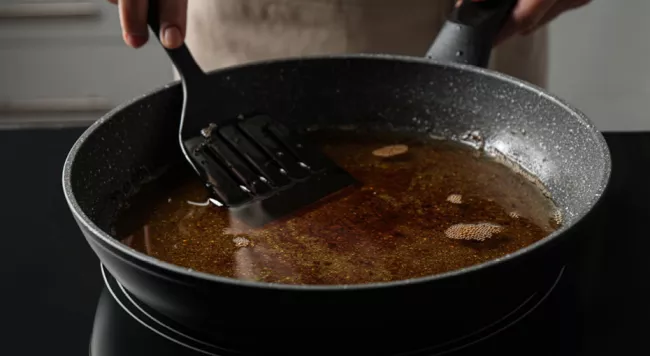 oil in a frying pan