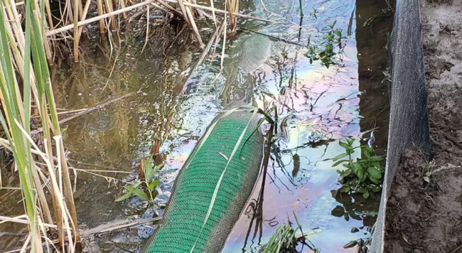 an environmental spill in a waterway