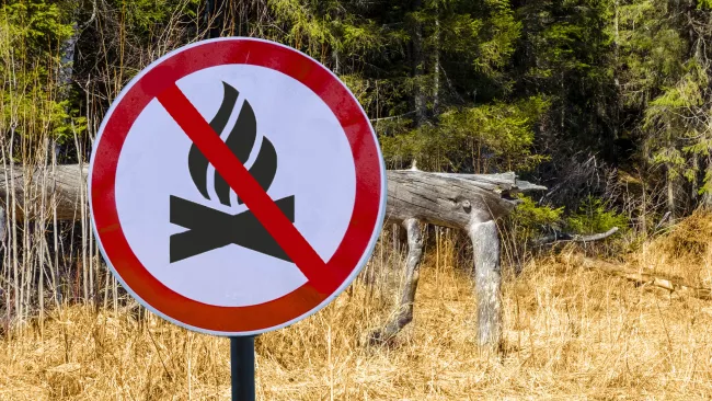 Sign outside showing fire is not allowed 