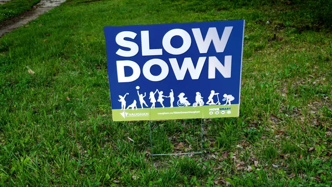 SlowDownVaughan sign