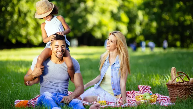 Family at a picnic outside