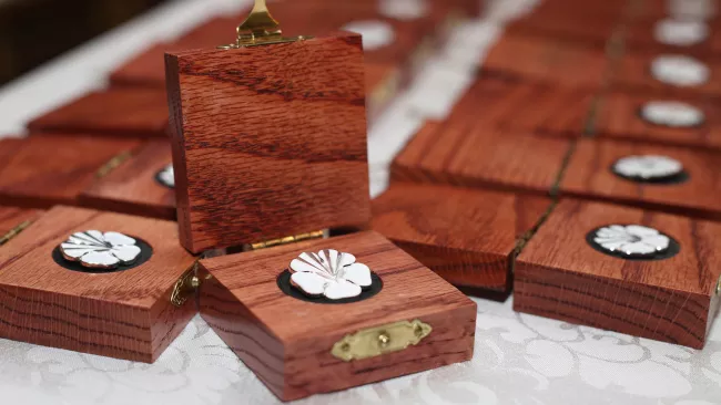 Order of Vaughan pins in wooden boxes