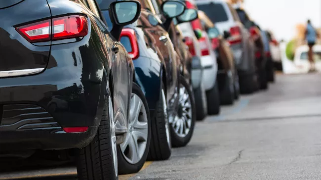 Cars parked on the street