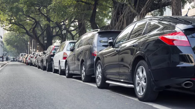 Parked cars on the road 