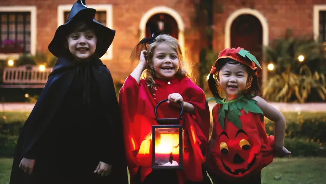 Kids in costumes for Halloween