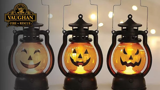 Three battery operated jack-o-lantern lanterns 