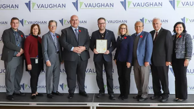 Mayor and Members of Council with the Ward5 Civic Hero recipient 