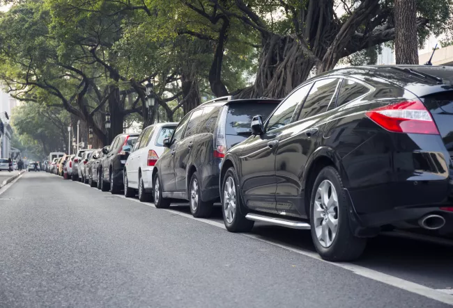 Cars parked on the road