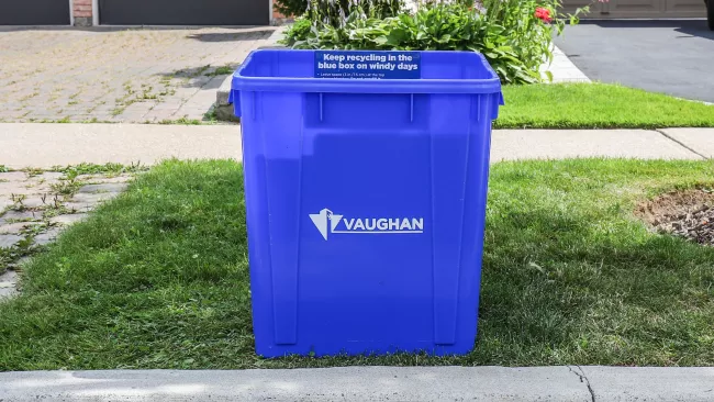 recycling bin on a curb