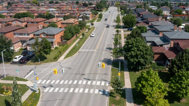 An ariel shot of Martin Grove Road