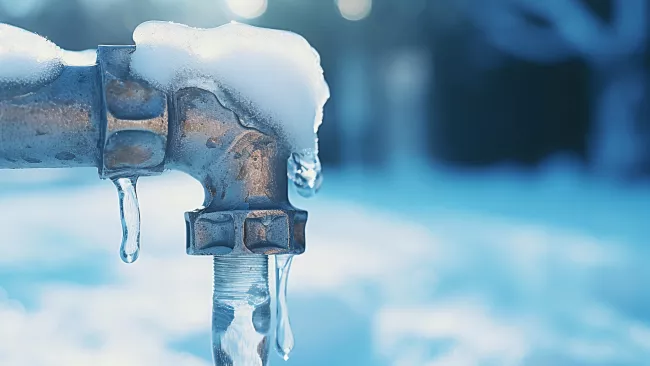 a frozen outdoor tap