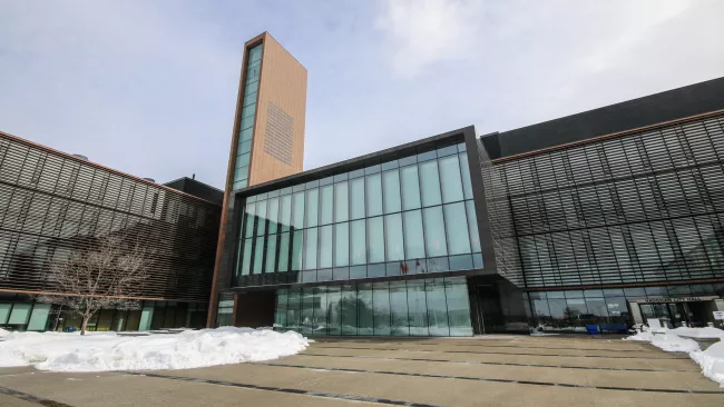 Vaughan City Hall in the winter