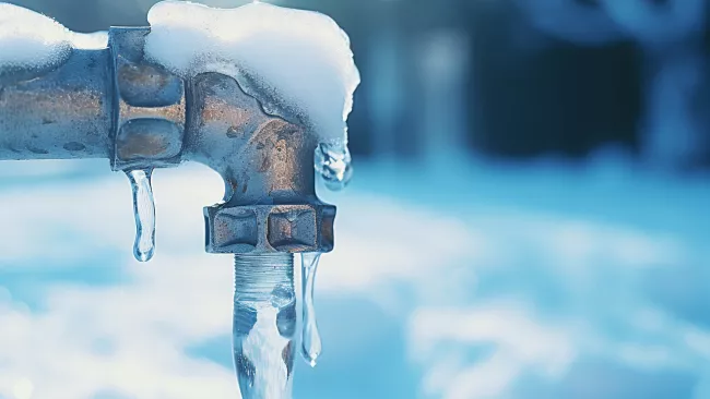 a frozen outdoor tap