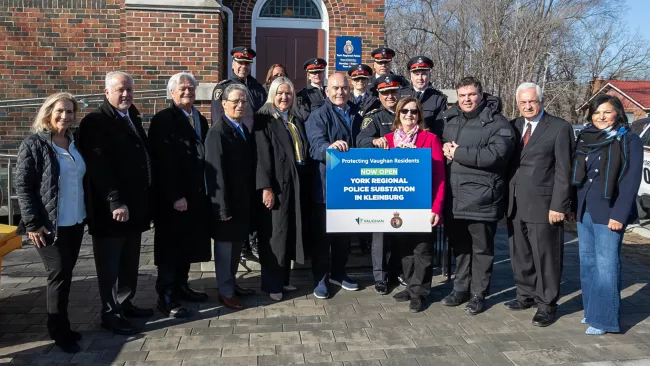 Mayor and Members of Council and YRP standing in front of new substation