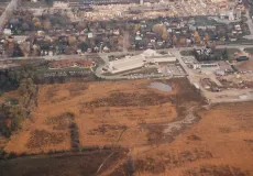 Aerial view of Landfill and Maple Industrial site, 1985.
