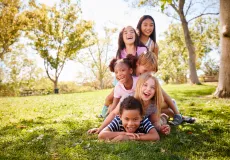 kids playing outside on a summer day