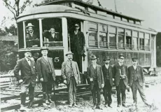 otherToronto Suburban Railway, Trolley Car with conductor and passengers, Woodbridge, ca. 1900,