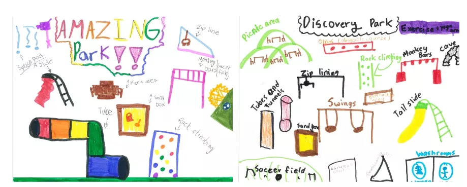 Concept drawings of block 18 park by St.Cecilia Student.