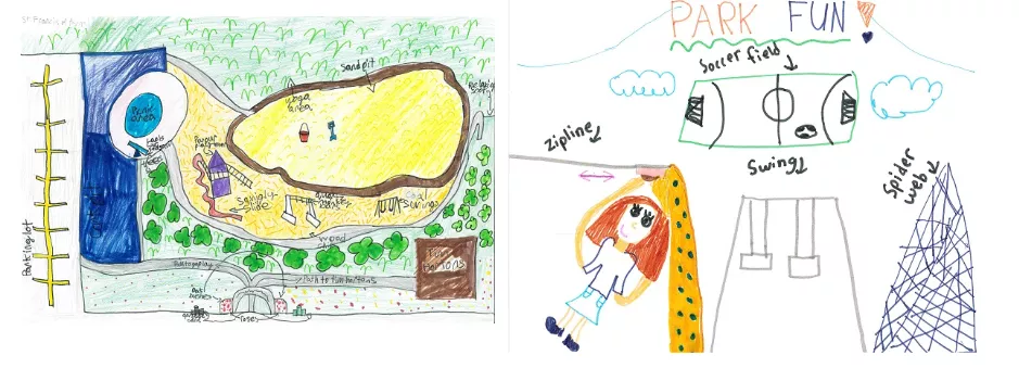 Concept drawings of block 18 park by St.Cecilia Student.