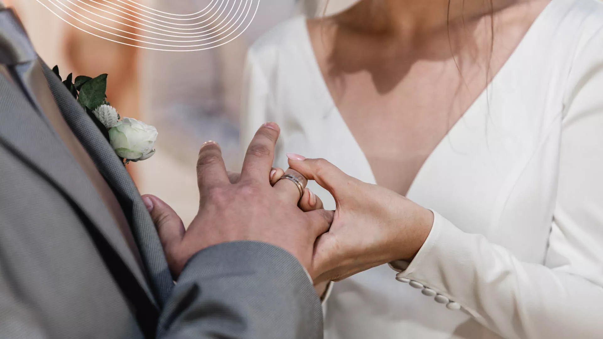 Couple exchanging wedding bands