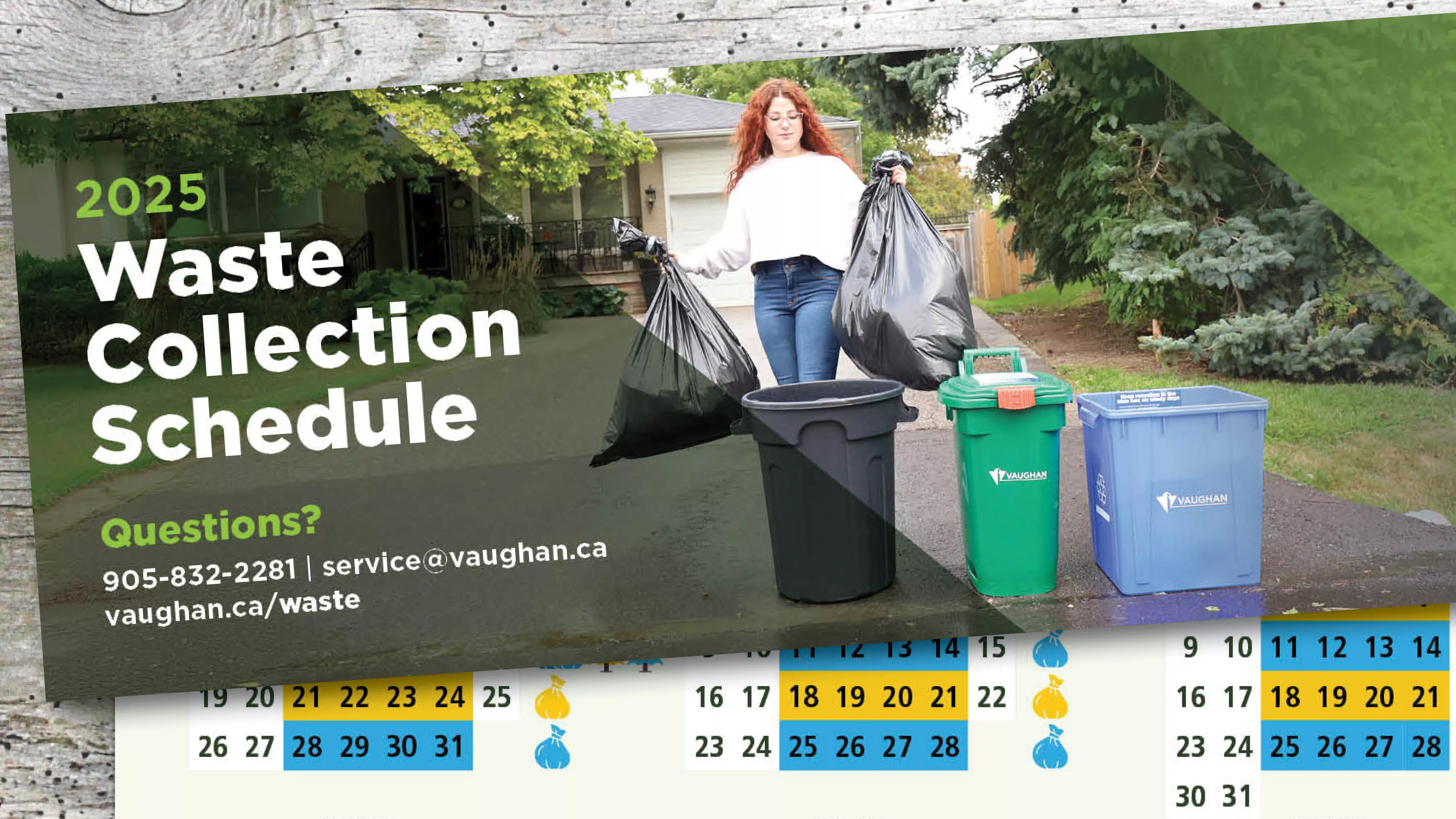 a snapshot of the 2025 waste collection schedule