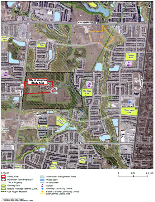 Image shows map of MacMillan Farm