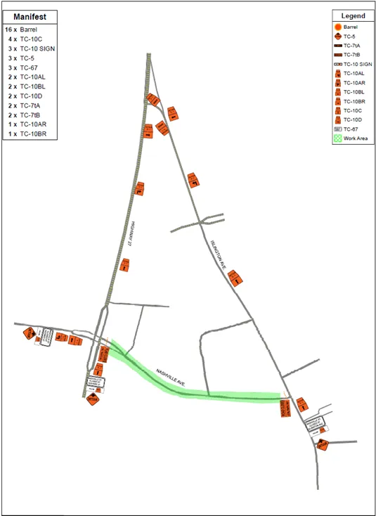 Detour map for road closure.